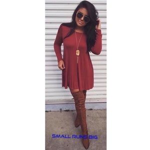 Rust color long sleeve dress